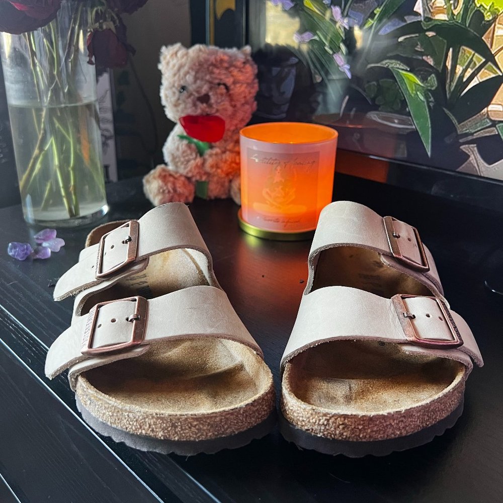 Birkenstock Tobacco Brown Oiled Leather Arizona Sandals Women's Size 6 WIDE